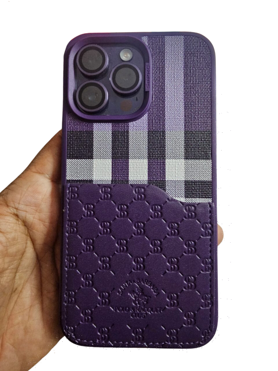 iPhone 14 Pro Back Case - Santa Barbara Polo Club Genuine Leather Cover (Purple) - Image 3