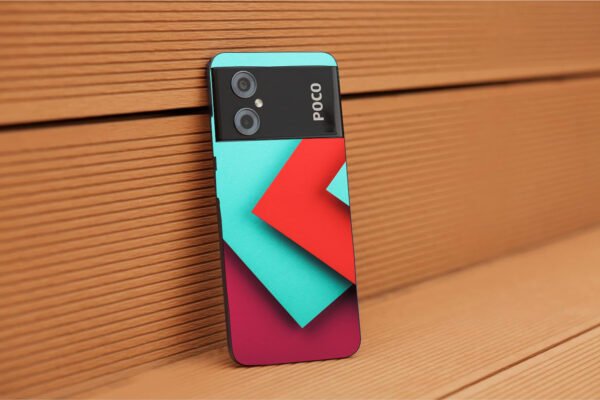 A Poco M4 Abstract Design backcover, featuring a vibrant and eye-catching abstract pattern that blends bold colors and geometric shapes.