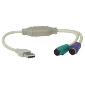 Terabyte USB to PS2 Converter / Adapter,USB Type A Male to Dual PS/2 Female for Keyboard Mouse (White)